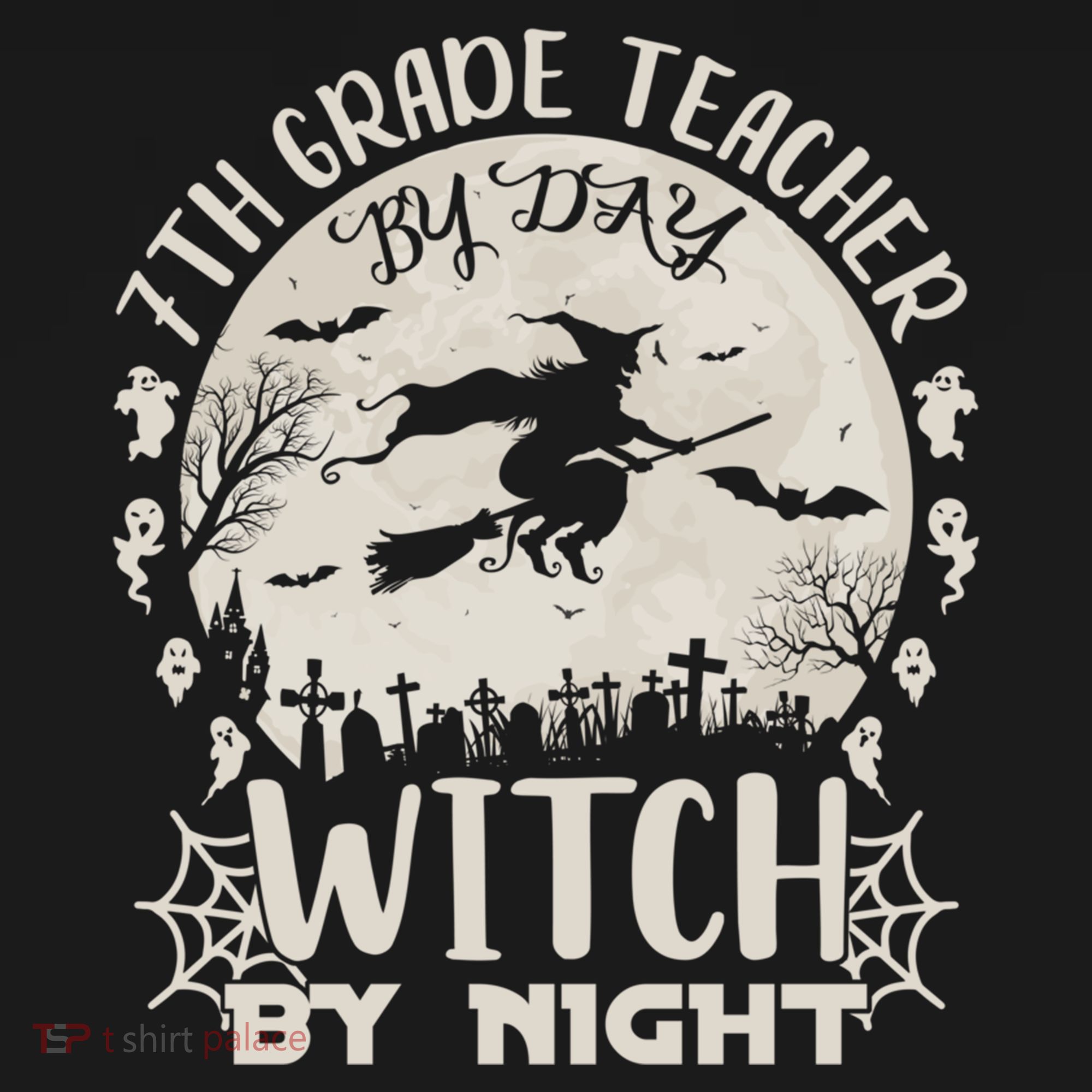 7Th Grade Teacher By Day Witch By Night Funny Halloween Gift Women's Hoodie
