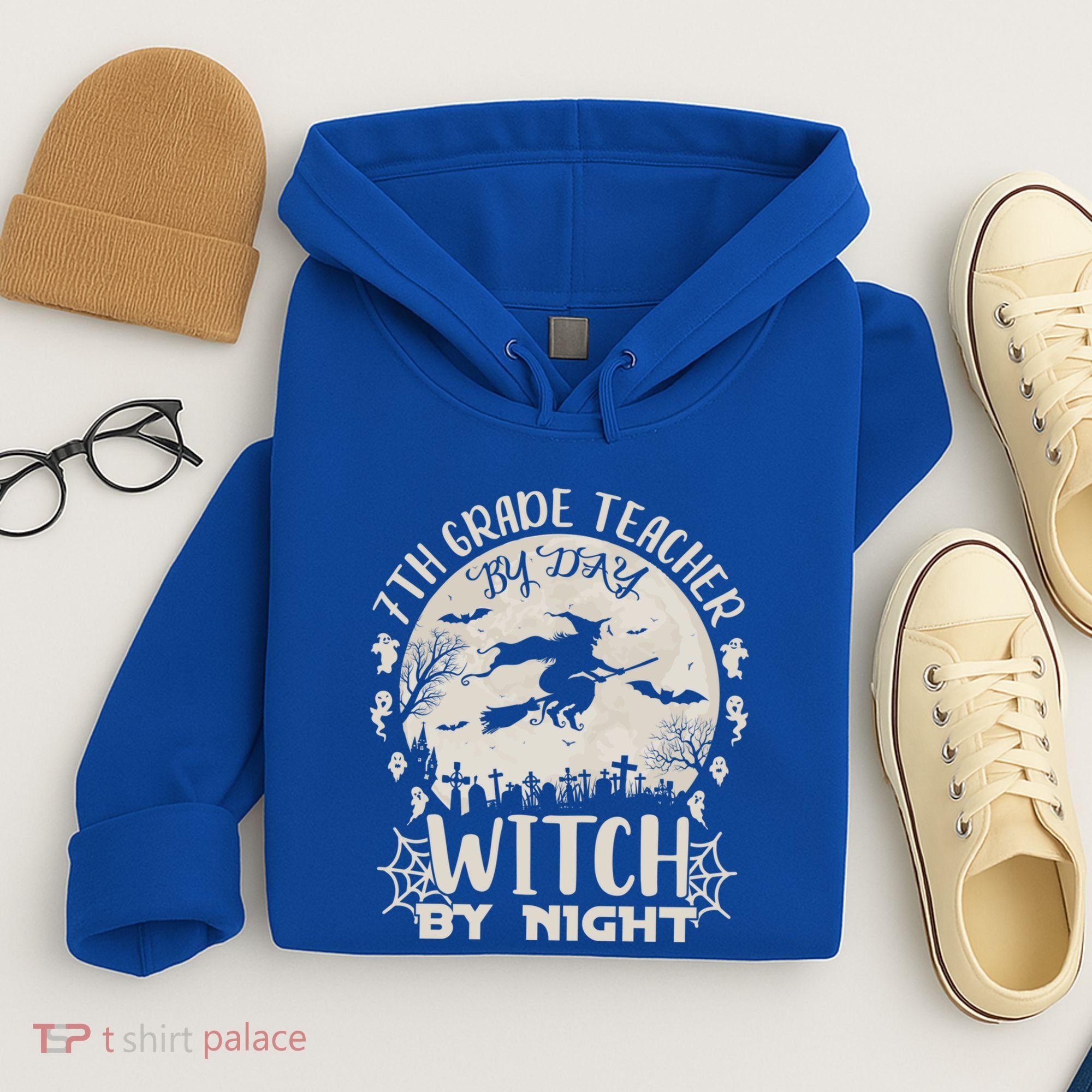 7Th Grade Teacher By Day Witch By Night Funny Halloween Gift Hoodie