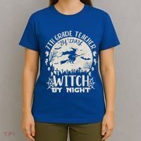 7Th Grade Teacher By Day Witch By Night Funny Halloween Gift T-Shirt thumb 4