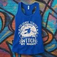 7Th Grade Teacher By Day Witch By Night Funny Halloween Gift Women's Tank Top thumb 3