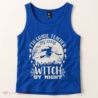 7Th Grade Teacher By Day Witch By Night Funny Halloween Gift Tank Top thumb 2