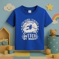 7Th Grade Teacher By Day Witch By Night Funny Halloween Gift Toddler T-Shirt thumb 3