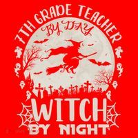 7Th Grade Teacher By Day Witch By Night Funny Halloween Gift Santa Hat thumb 1