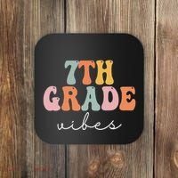 7th Grade Vibes Retro Groovy Funny Happy First Day Of School Coaster thumb 0