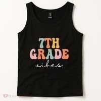 7th Grade Vibes Retro Groovy Funny Happy First Day Of School Tank Top thumb 2