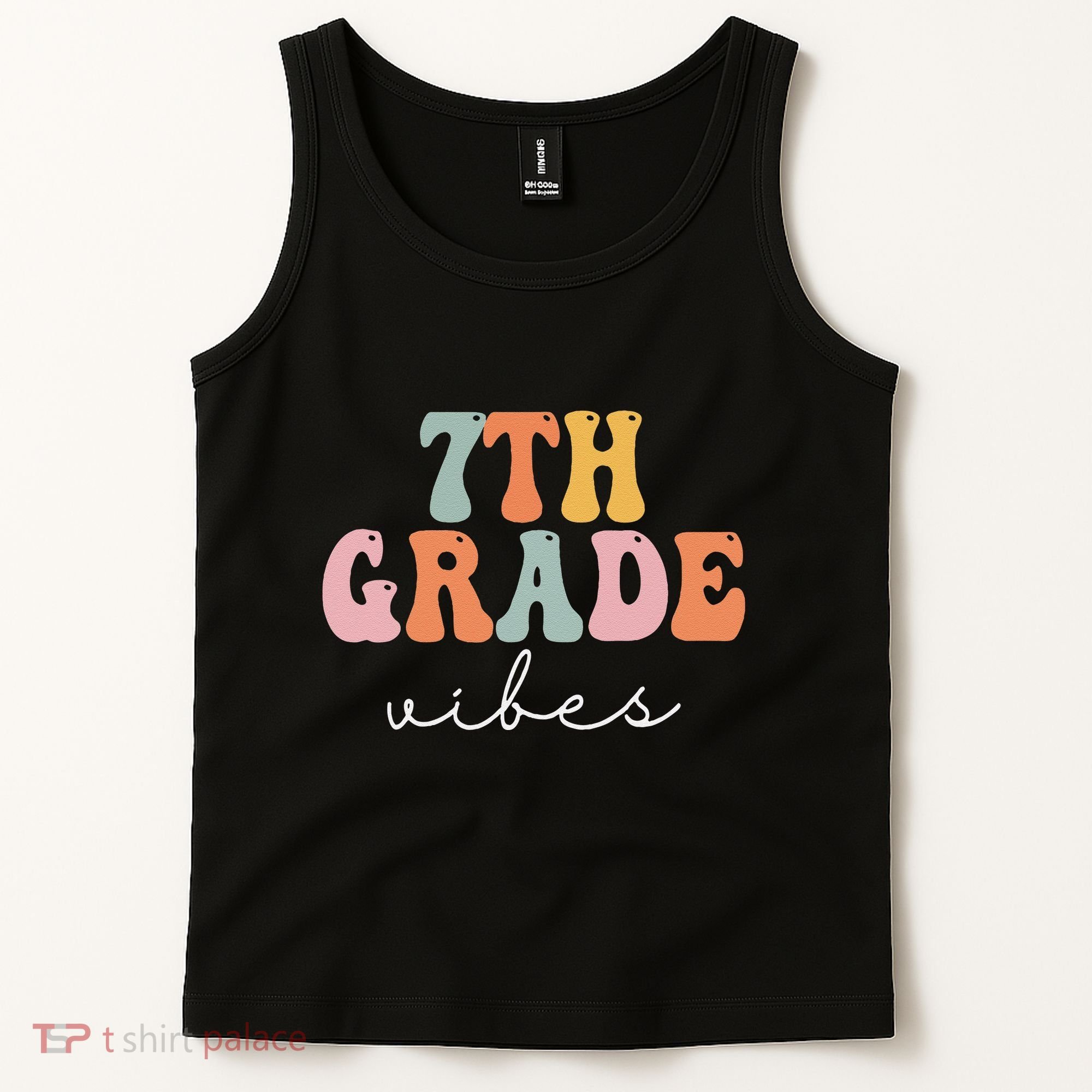 7th Grade Vibes Retro Groovy Funny Happy First Day Of School Tank Top