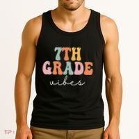 7th Grade Vibes Retro Groovy Funny Happy First Day Of School Tank Top thumb 3