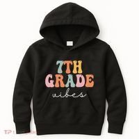 7th Grade Vibes Retro Groovy Funny Happy First Day Of School Kids Hoodie thumb 0