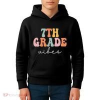 7th Grade Vibes Retro Groovy Funny Happy First Day Of School Kids Hoodie thumb 4