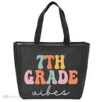 7th Grade Vibes Retro Groovy Funny Happy First Day Of School Tote Bag thumb 0