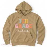 7th Grade Vibes Retro Groovy Funny Happy First Day Of School Hoodie thumb 0