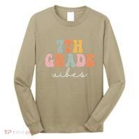 7th Grade Vibes Retro Groovy Funny Happy First Day Of School Long Sleeve Shirt thumb 0