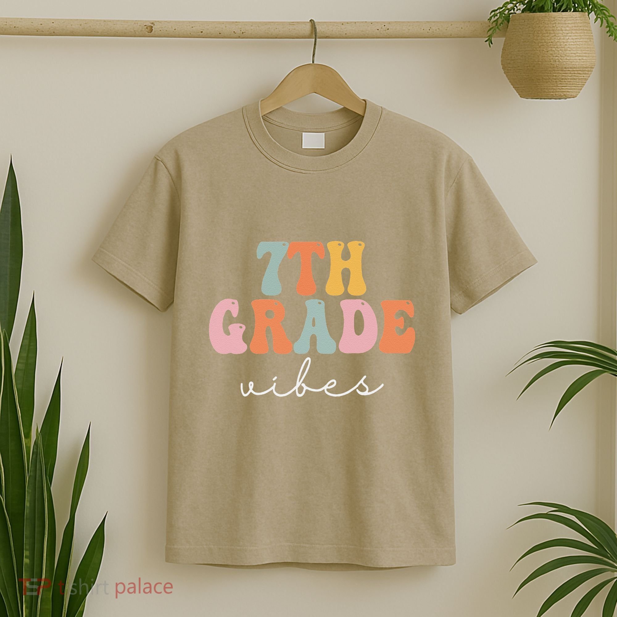 7th Grade Vibes Retro Groovy Funny Happy First Day Of School T-Shirt
