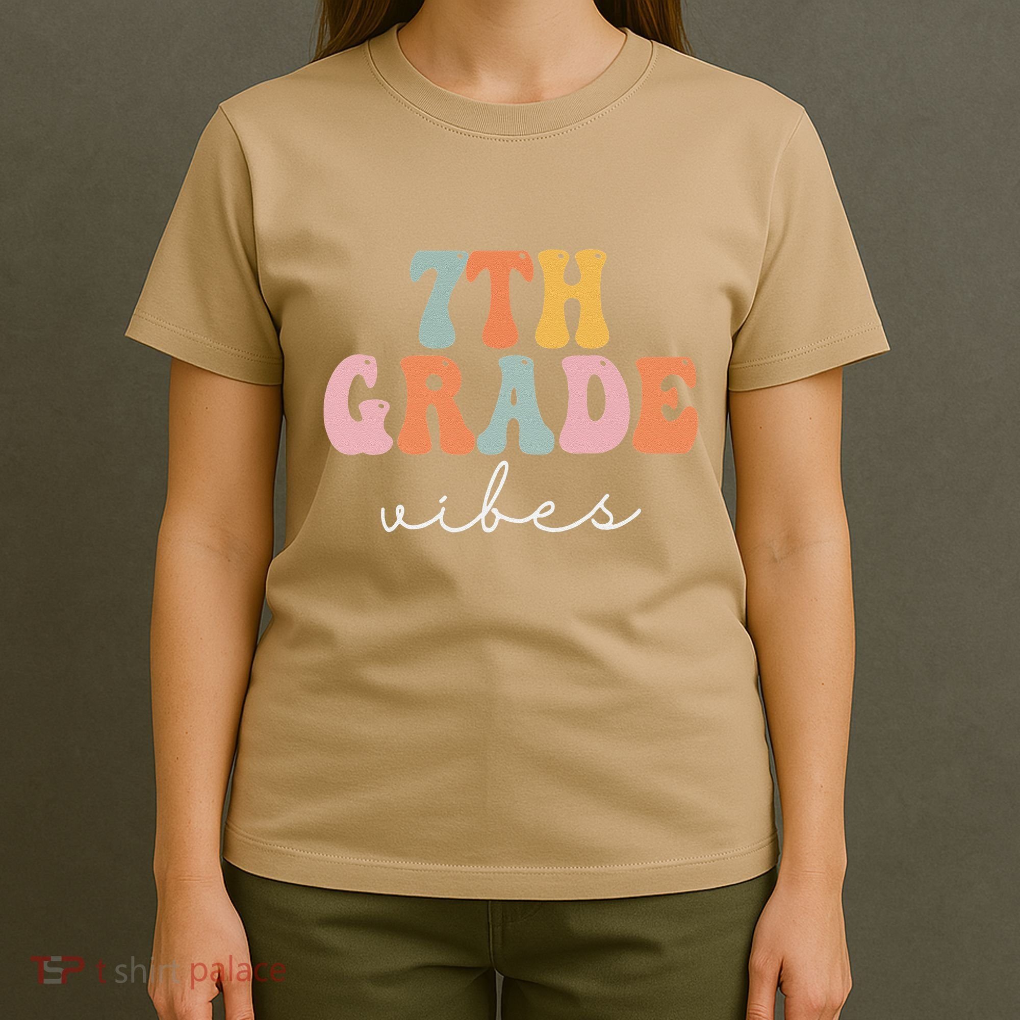 7th Grade Vibes Retro Groovy Funny Happy First Day Of School T-Shirt