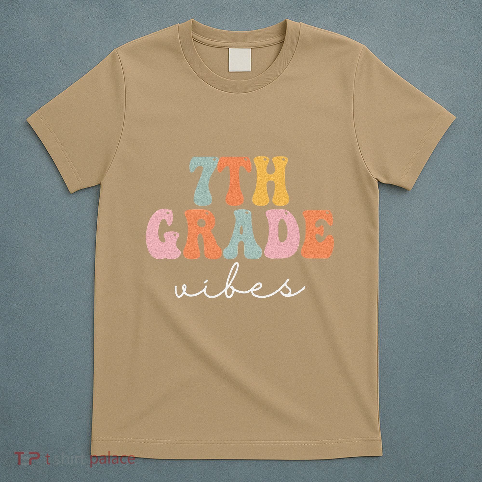 7th Grade Vibes Retro Groovy Funny Happy First Day Of School T-Shirt