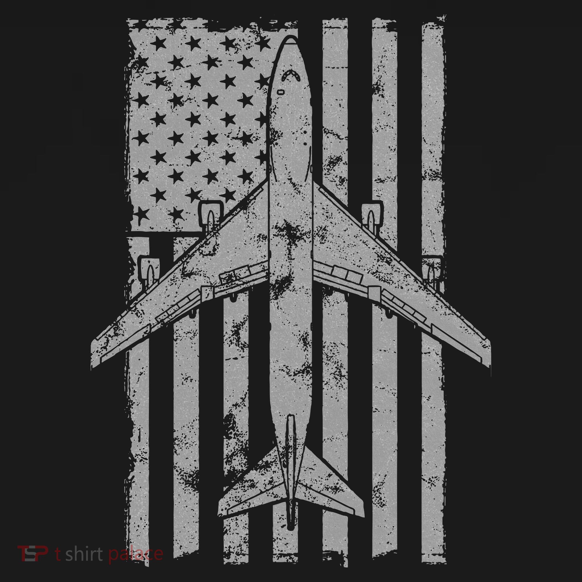 747 Jumbo Jet Airliner Vintage Flag Pilot T-Shirt