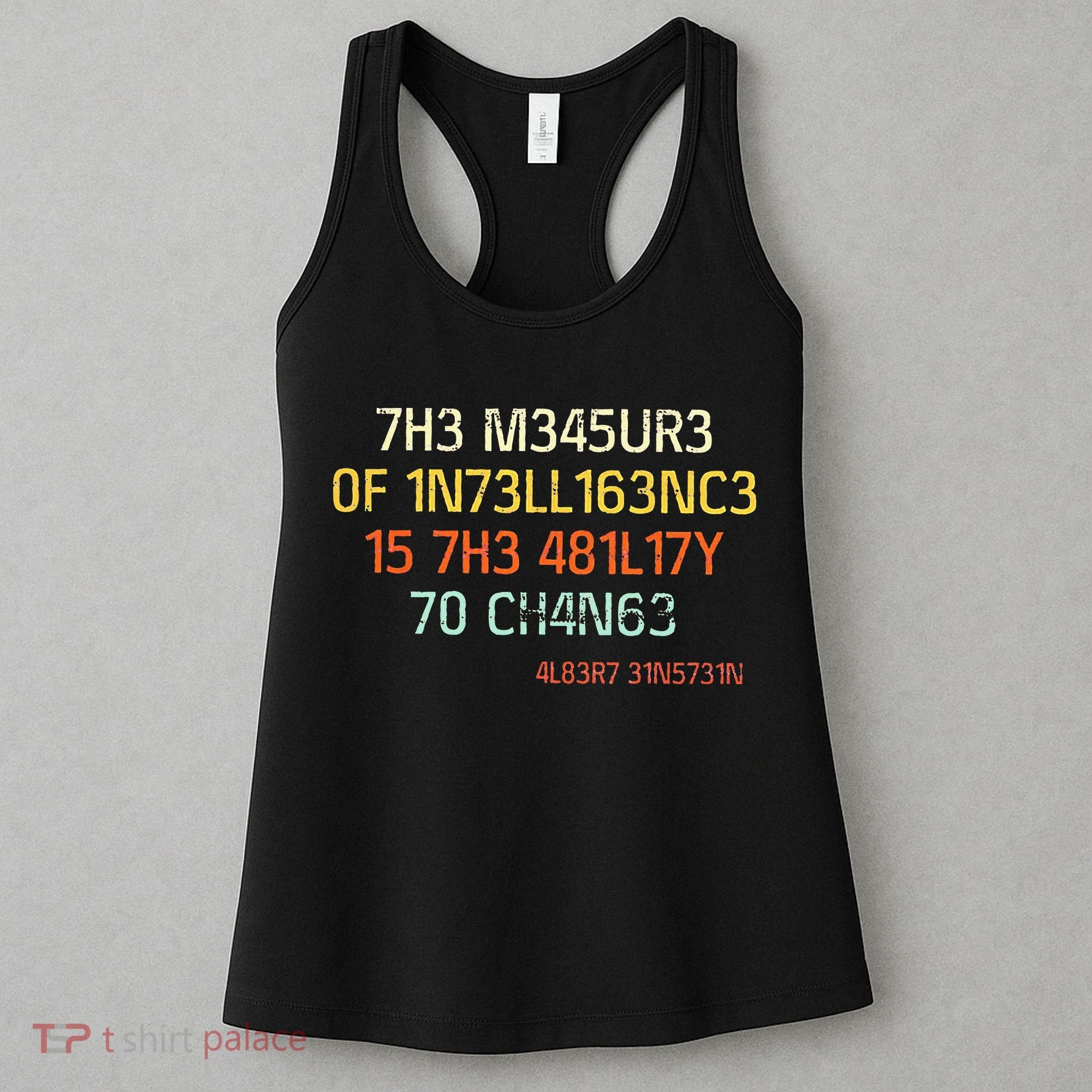 7H3 M345UR3 0F 1N73LL163NC3 15 7H3 481L17Y 70 CH4N63 Women's Tank Top