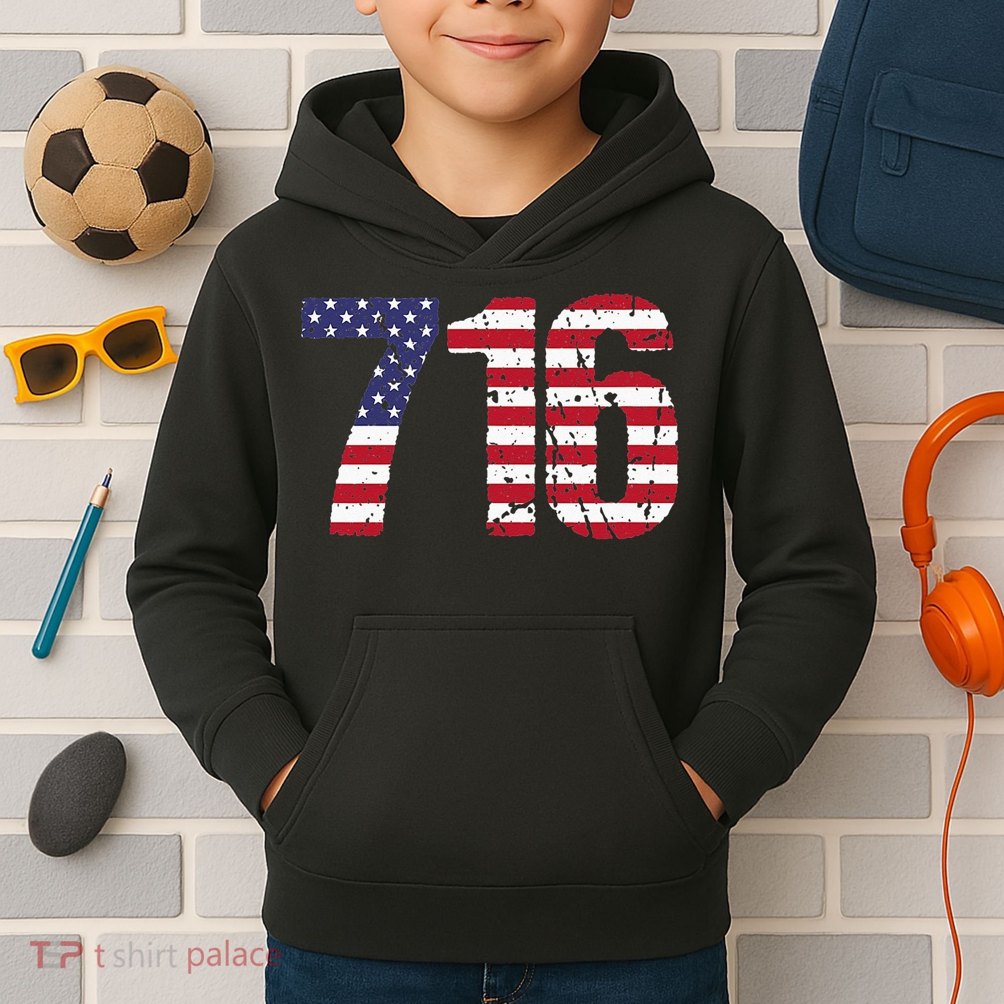 716 New York Area Code Kids Hoodie