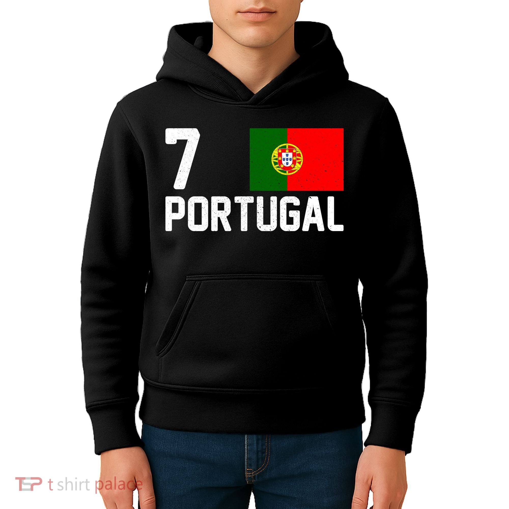 7 Portugal Flag Jersey Soccer Kids Hoodie