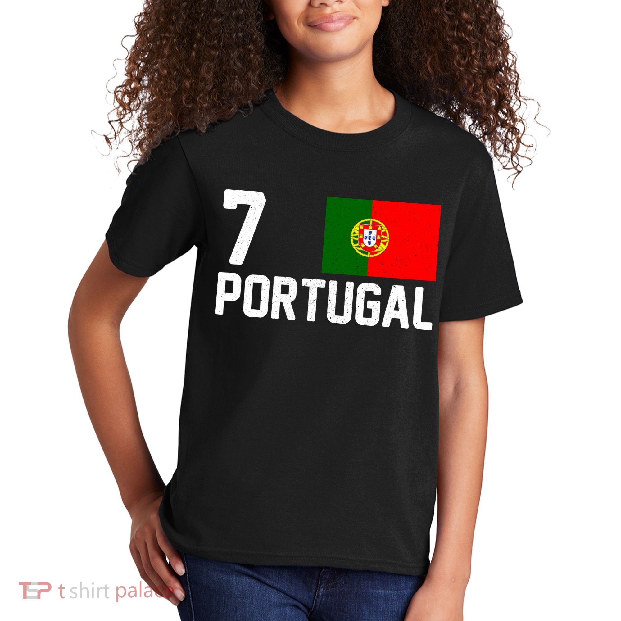 7 Portugal Flag Jersey Soccer Kids T-Shirt