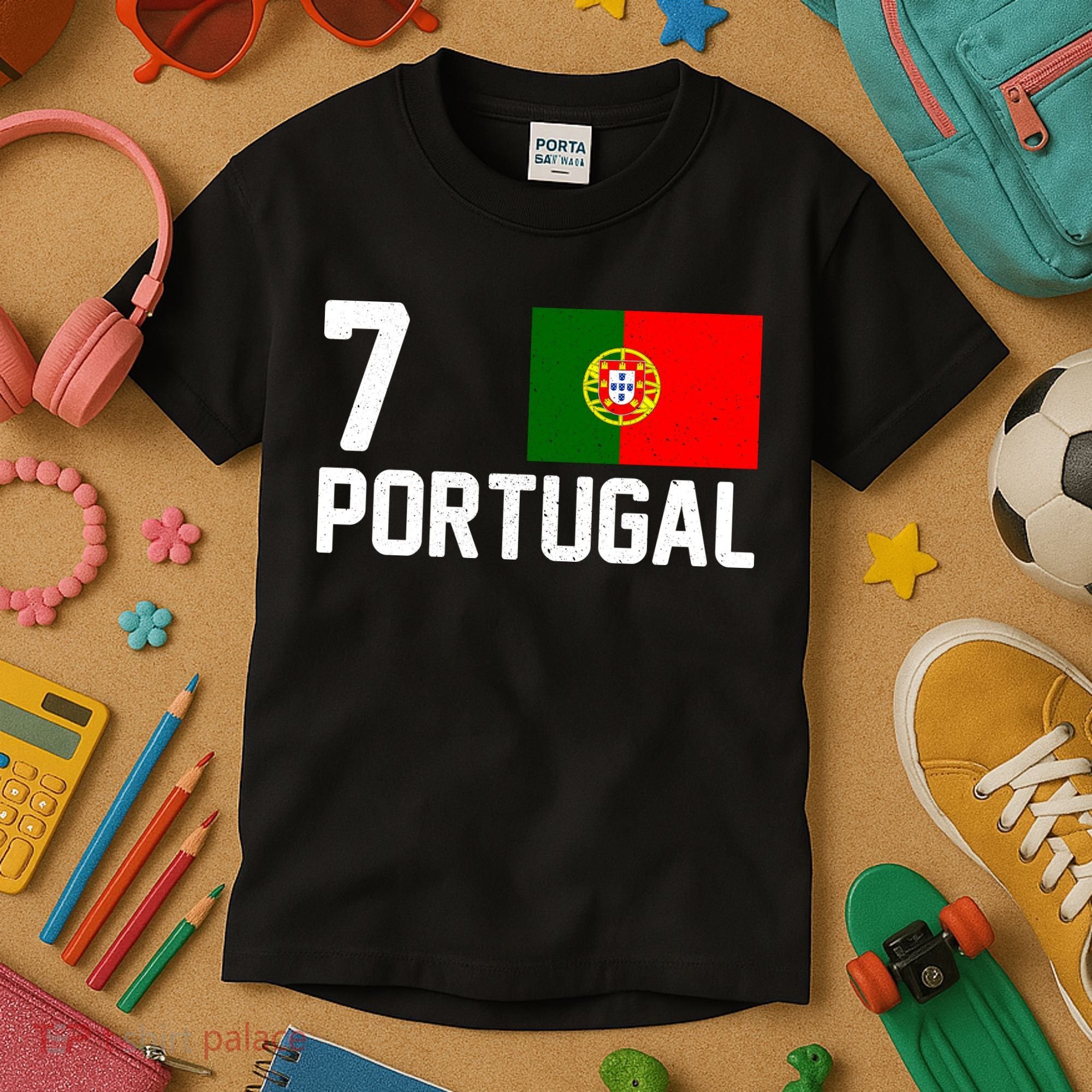 7 Portugal Flag Jersey Soccer Kids T-Shirt