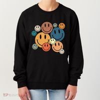 70s Retro Smile Face Cute Happy Peace Smiling Face Women's Sweatshirt thumb 0