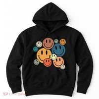 70s Retro Smile Face Cute Happy Peace Smiling Face Hoodie thumb 0