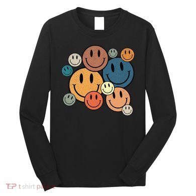 70s Retro Smile Face Cute Happy Peace Smiling Face Long Sleeve Shirt