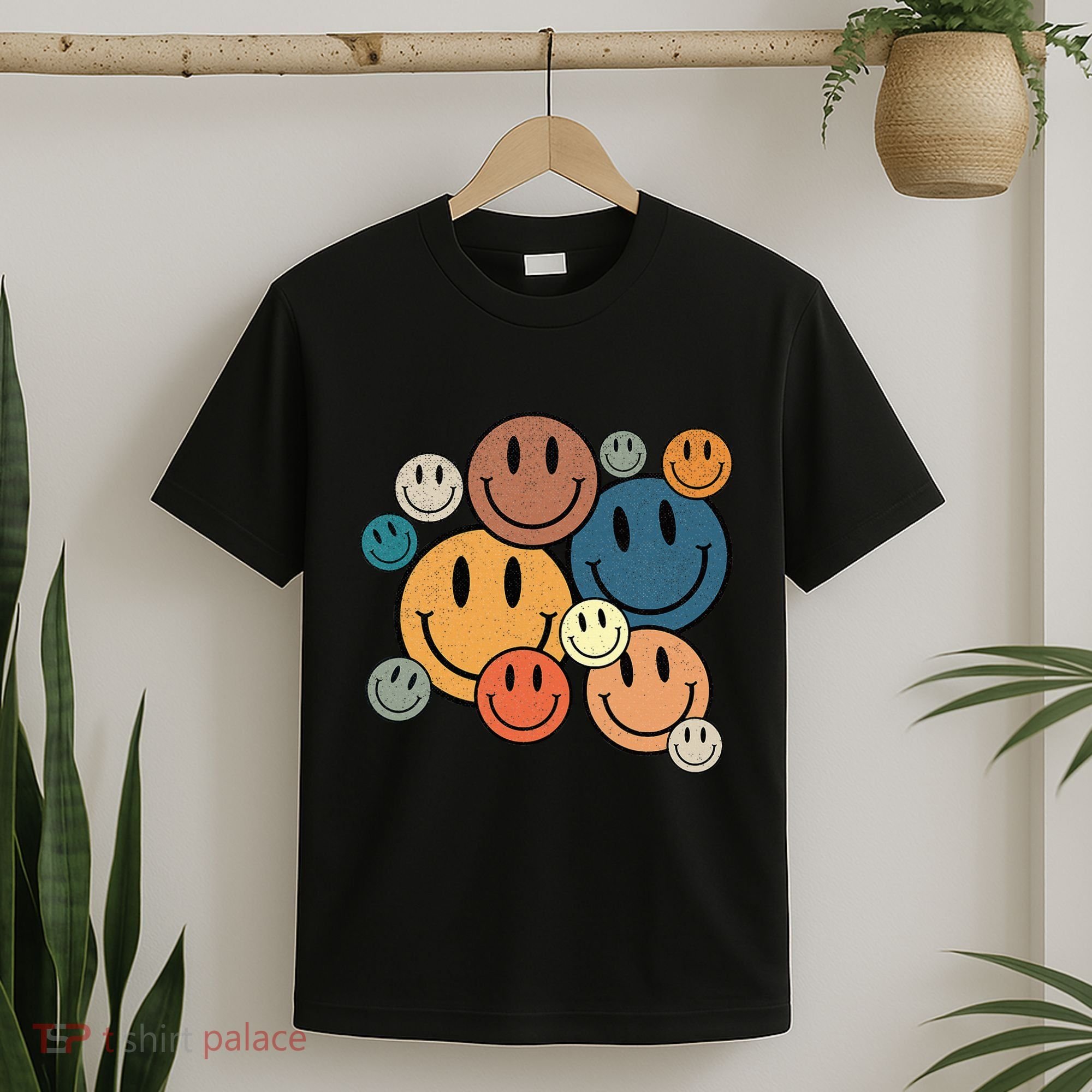 70s Retro Smile Face Cute Happy Peace Smiling Face T-Shirt