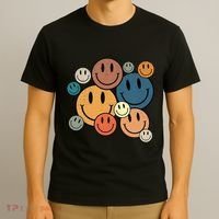 70s Retro Smile Face Cute Happy Peace Smiling Face T-Shirt thumb 3