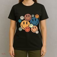 70s Retro Smile Face Cute Happy Peace Smiling Face T-Shirt thumb 4
