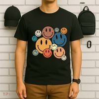 70s Retro Smile Face Cute Happy Peace Smiling Face T-Shirt thumb 6