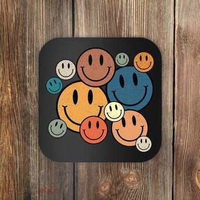 70s Retro Smile Face Cute Happy Peace Smiling Face Coaster