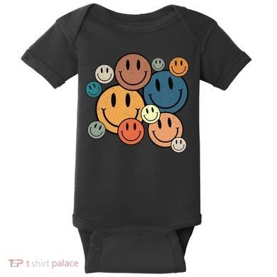 70s Retro Smile Face Cute Happy Peace Smiling Face Baby Bodysuit