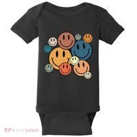 70s Retro Smile Face Cute Happy Peace Smiling Face Baby Bodysuit thumb 0