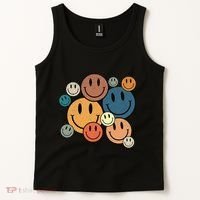 70s Retro Smile Face Cute Happy Peace Smiling Face Tank Top thumb 2