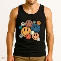 70s Retro Smile Face Cute Happy Peace Smiling Face Tank Top thumb 3