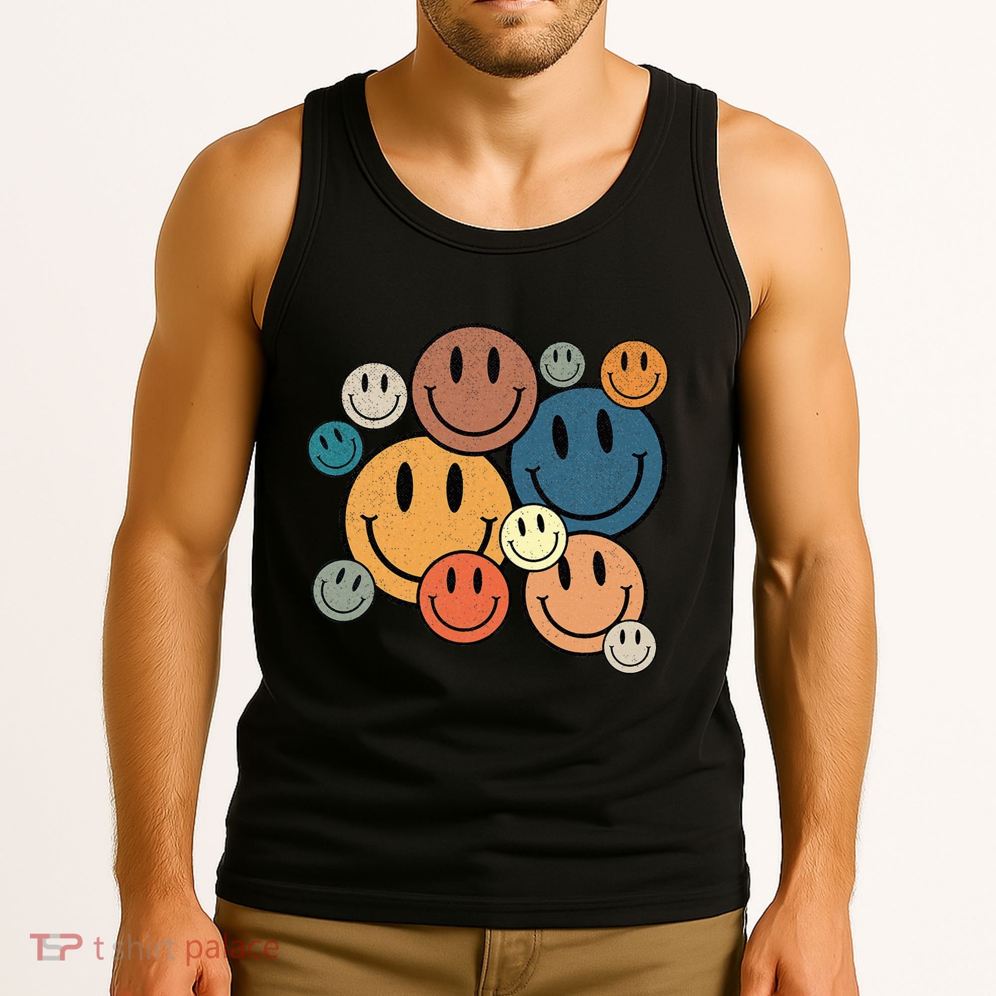 70s Retro Smile Face Cute Happy Peace Smiling Face Tank Top