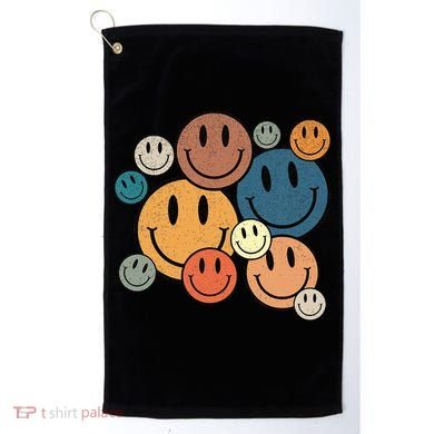 70s Retro Smile Face Cute Happy Peace Smiling Face Golf Towel