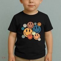 70s Retro Smile Face Cute Happy Peace Smiling Face Toddler T-Shirt thumb 2