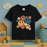 70s Retro Smile Face Cute Happy Peace Smiling Face Toddler T-Shirt thumb 3