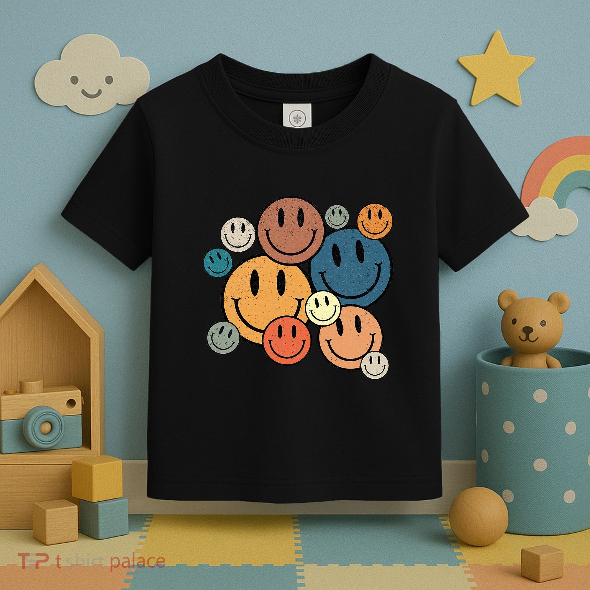 70s Retro Smile Face Cute Happy Peace Smiling Face Toddler T-Shirt