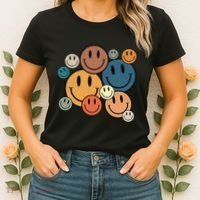 70s Retro Smile Face Cute Happy Peace Smiling Face Women's T-Shirt thumb 2