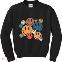 70s Retro Smile Face Cute Happy Peace Smiling Face Kids Sweatshirt thumb 0