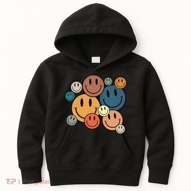 70s Retro Smile Face Cute Happy Peace Smiling Face Kids Hoodie