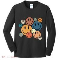 70s Retro Smile Face Cute Happy Peace Smiling Face Kids Long Sleeve Shirt thumb 0