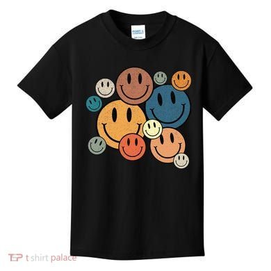 70s Retro Smile Face Cute Happy Peace Smiling Face Kids T-Shirt