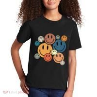 70s Retro Smile Face Cute Happy Peace Smiling Face Kids T-Shirt thumb 2