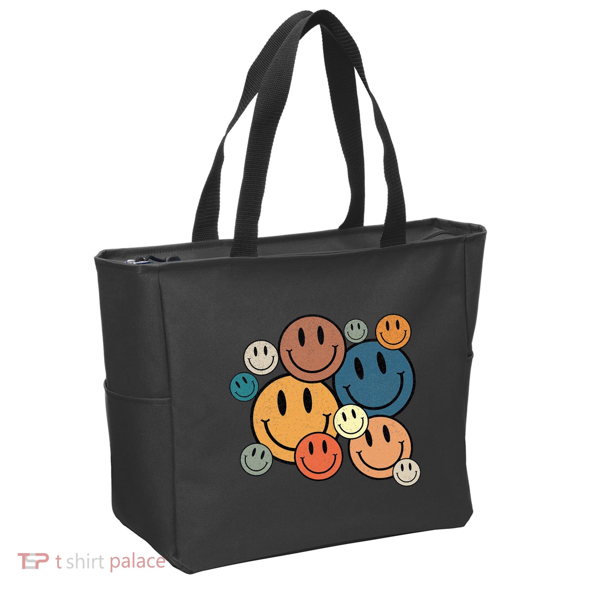 70s Retro Smile Face Cute Happy Peace Smiling Face Tote Bag