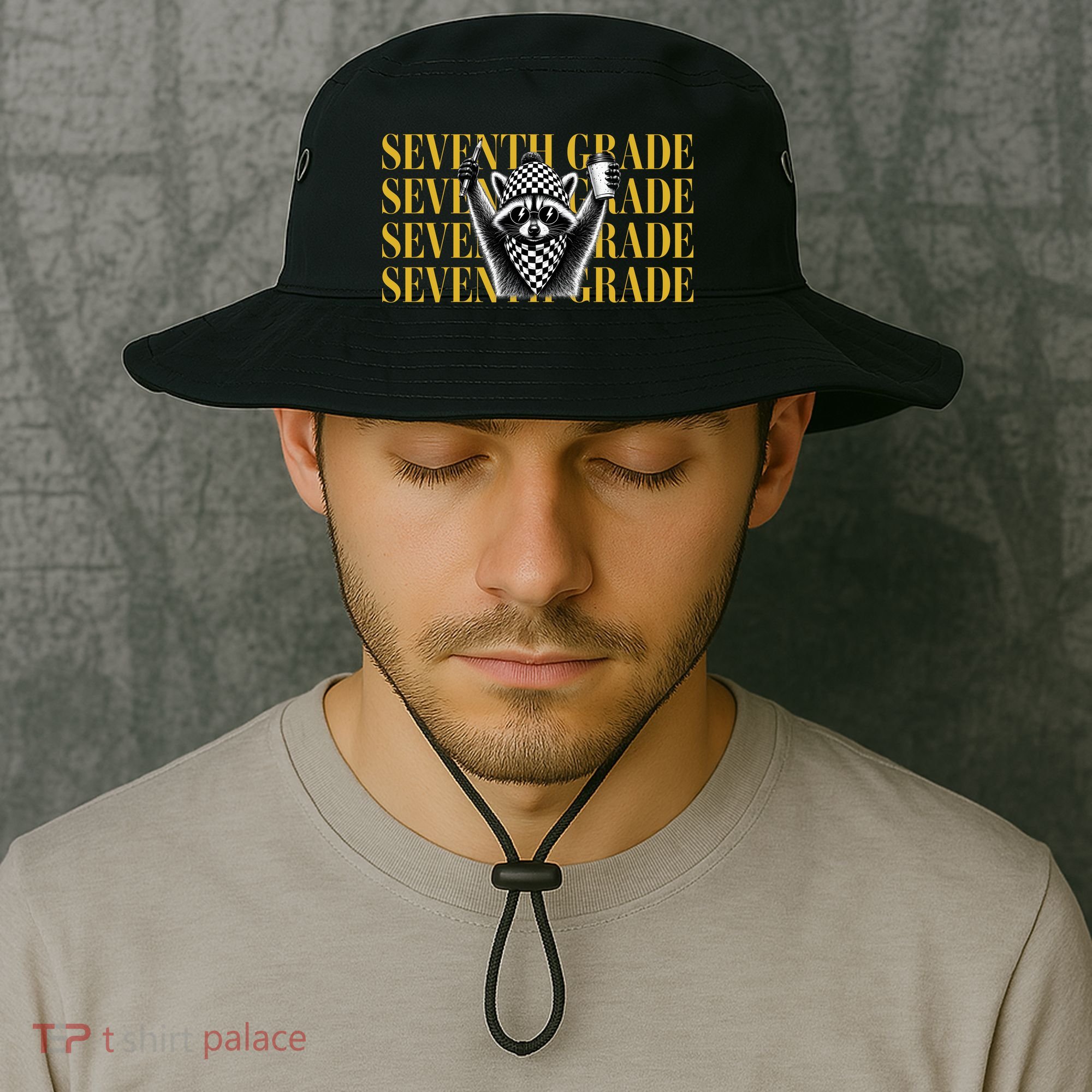 7th Seventh Grade Funny Raccoon Back To School Bucket Hat
